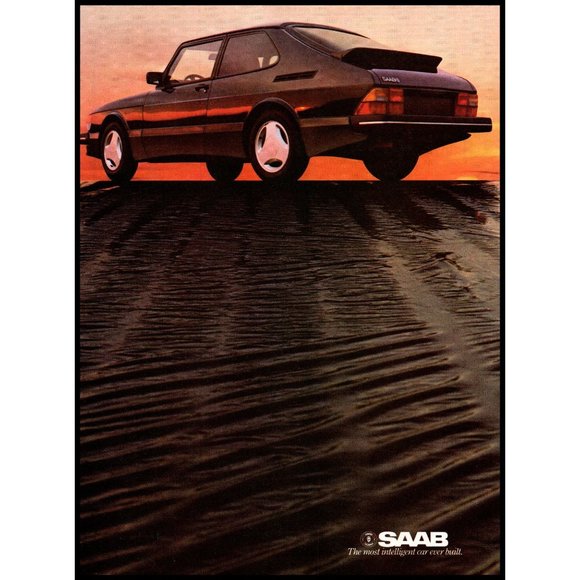 1985 Introducing Saab 900 Turbo Coupe 2 Page Vintage Print Ad Sunset Wall Art - Picture 3 of 3